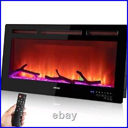 VEVOR Electric Fireplace 36-Inch Recessed Wall Mounted Remote Control Timer