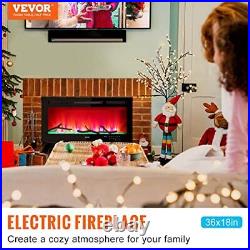 VEVOR Electric Fireplace 36-Inch Recessed Wall Mounted Remote Control Timer