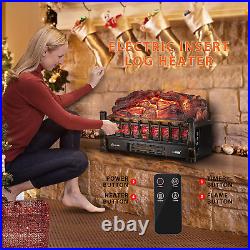 VIVOHOME 110V Electric Fireplace Insert Log Quartz Ember Bed Fan Heater with Inf