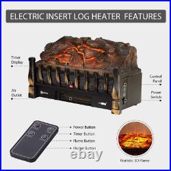 VIVOHOME 110V Electric Fireplace Insert Log Quartz Realistic Ember Bed Fan with