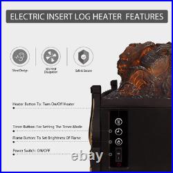 VIVOHOME 110V Electric Fireplace Insert Log Quartz Realistic Ember Bed Fan with