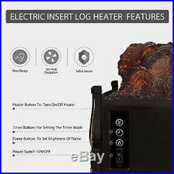 VIVOHOME 110V Electric Insert Log Quartz Fireplace Ember Bed Fan Heater Remote