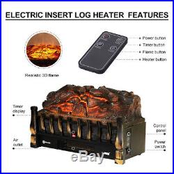VIVOHOME 110V Electric Remote Insert Log Quartz Fireplace Heater 3D Flame Effect