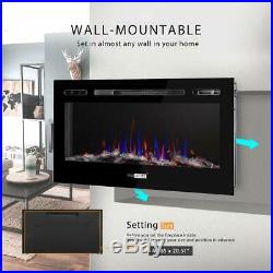 VIVOHOME 36 50 Remote Electric Fireplace Heater Wall Insert Log 3-Color Flame
