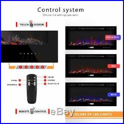 VIVOHOME 36 50 Remote Electric Fireplace Heater Wall Insert Log 3-Color Flame