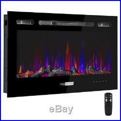VIVOHOME 50 Remote Electric Fireplace Heater Wall/ Recess Insert 3-Color Flame