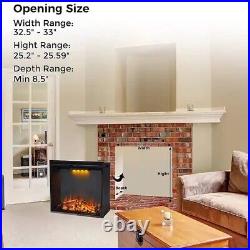 Valuxhome Electric Fireplace Insert, Tempered Glass, Recessed Mounted, Black