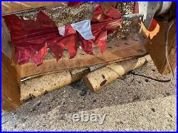 Vintage Electric Realistic Lighted Rotating Fire Burch Wood Log Fireplace Insert