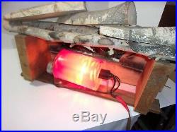Vintage Log Electric Rotating Motion Lighted Fireplace Insert Cabin Decor Works