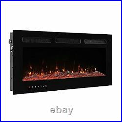 WINGBO 40 Recessed and Wall Mounted Electric Fireplace Insert 750/1500W Embe