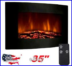 Wall Fireplace Insert Electric Space Heater Fan Remote Control Flame Decor