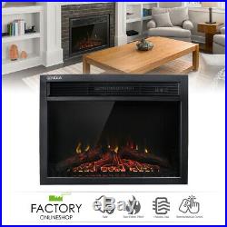 Wall Insert Freestand Electric Heat Fireplace Heater withRemote LED Log Flame