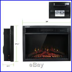 Wall Insert Freestand Electric Heat Fireplace Heater withRemote LED Log Flame