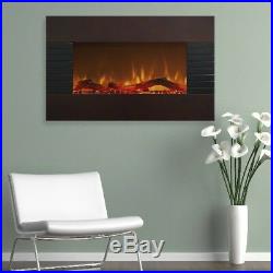 Wall Mount Electric Fireplace Heater Insert Glass Flame Living Room Home Stove
