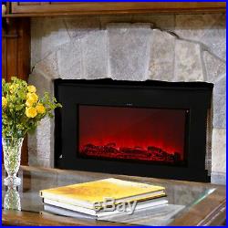 Wall Mounted Insert Recessed 1500W Electric Fireplace Heater 3D Flame