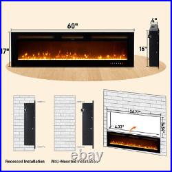 Wifi Electric Fireplace 36'' 1500W Wall Mounted Freestand Fireplace Heater Timer