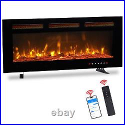 Wifi Electric Fireplace 40'' 1500W Wall Mounted Freestand Fireplace Heater Timer