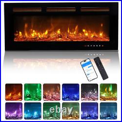 Wifi Electric Fireplace 40'' 1500W Wall Mounted Freestand Fireplace Heater Timer