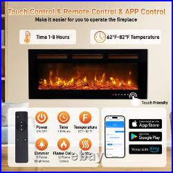 Wifi Electric Fireplace 40'' 1500W Wall Mounted Freestand Fireplace Heater Timer