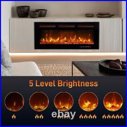 Wifi Electric Fireplace 40'' 1500W Wall Mounted Freestand Fireplace Heater Timer