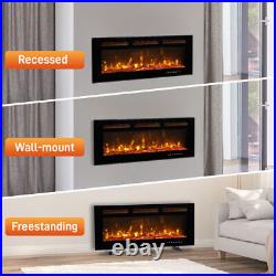 Wifi Electric Fireplace 40'' 1500W Wall Mounted Freestand Fireplace Heater Timer