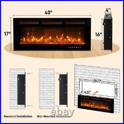 Wifi Electric Fireplace 40'' 1500W Wall Mounted Freestand Fireplace Heater Timer