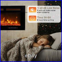 Wifi Electric Fireplace 40'' 1500W Wall Mounted Freestand Fireplace Heater Timer