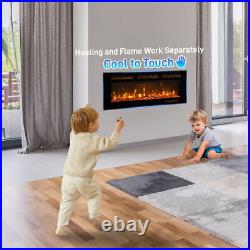 Wifi Electric Fireplace 40'' 1500W Wall Mounted Freestand Fireplace Heater Timer