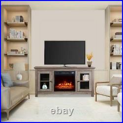 Wooden Cabinet 18'' Electric Fireplace Insert TV Stand Heater With Remote Control