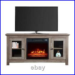 Wooden Cabinet 18'' Electric Fireplace Insert TV Stand Heater With Remote Control
